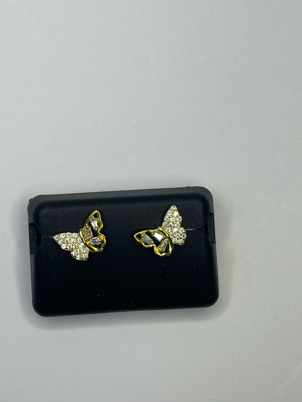 14k Gold Over 925 Sterling Sliver with Moissanite - Butterfly  Stud Earrings